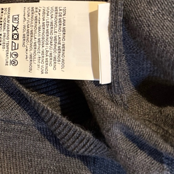 OVS Fashion PIOMBO Men's XL 100% Extra Fine Merino Wool Gray Sweater - Picture 3 of 3